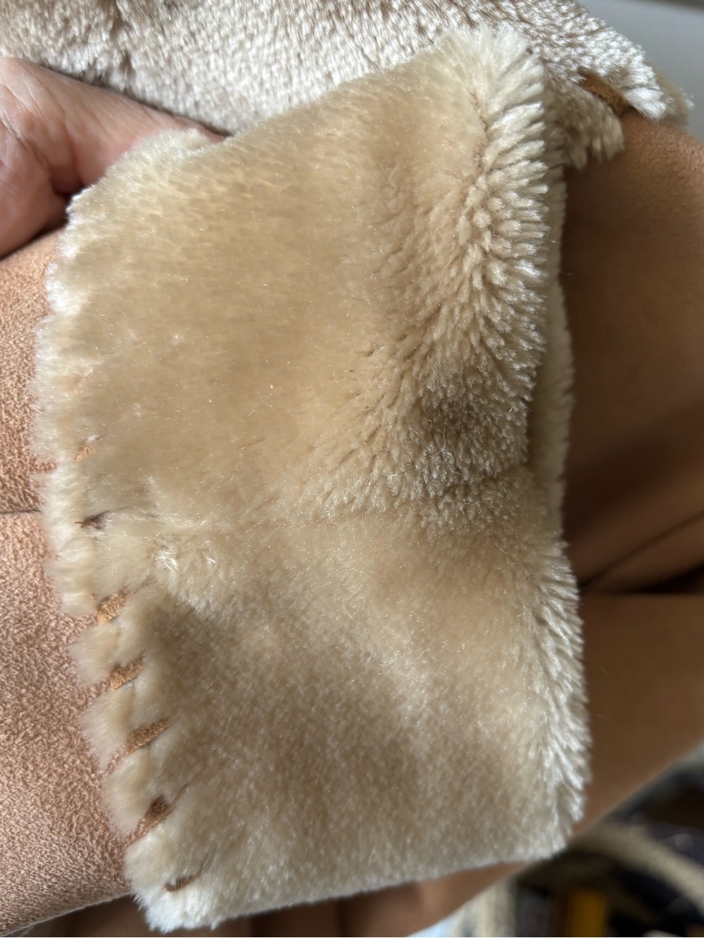Jones New York Camel Faux Shearling Autumn Coat Mob Wife Medium Back to School - Picture 4 of 6